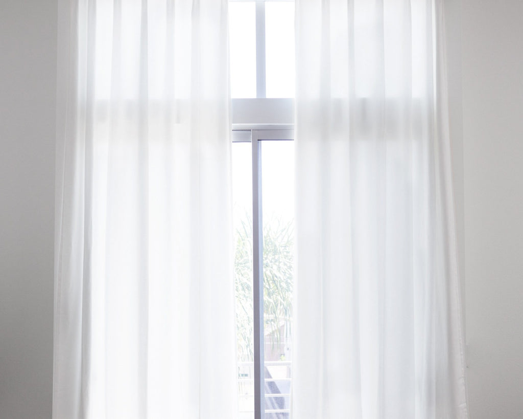 VELVET - Nylon blend dense pile sheer - White -extra long curtains - drapery - Loft Curtains