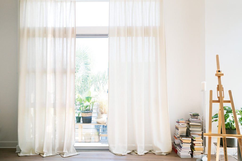 GRACE - Linen blend textured curtains - Soft White -extra long curtains - drapery - Loft Curtains