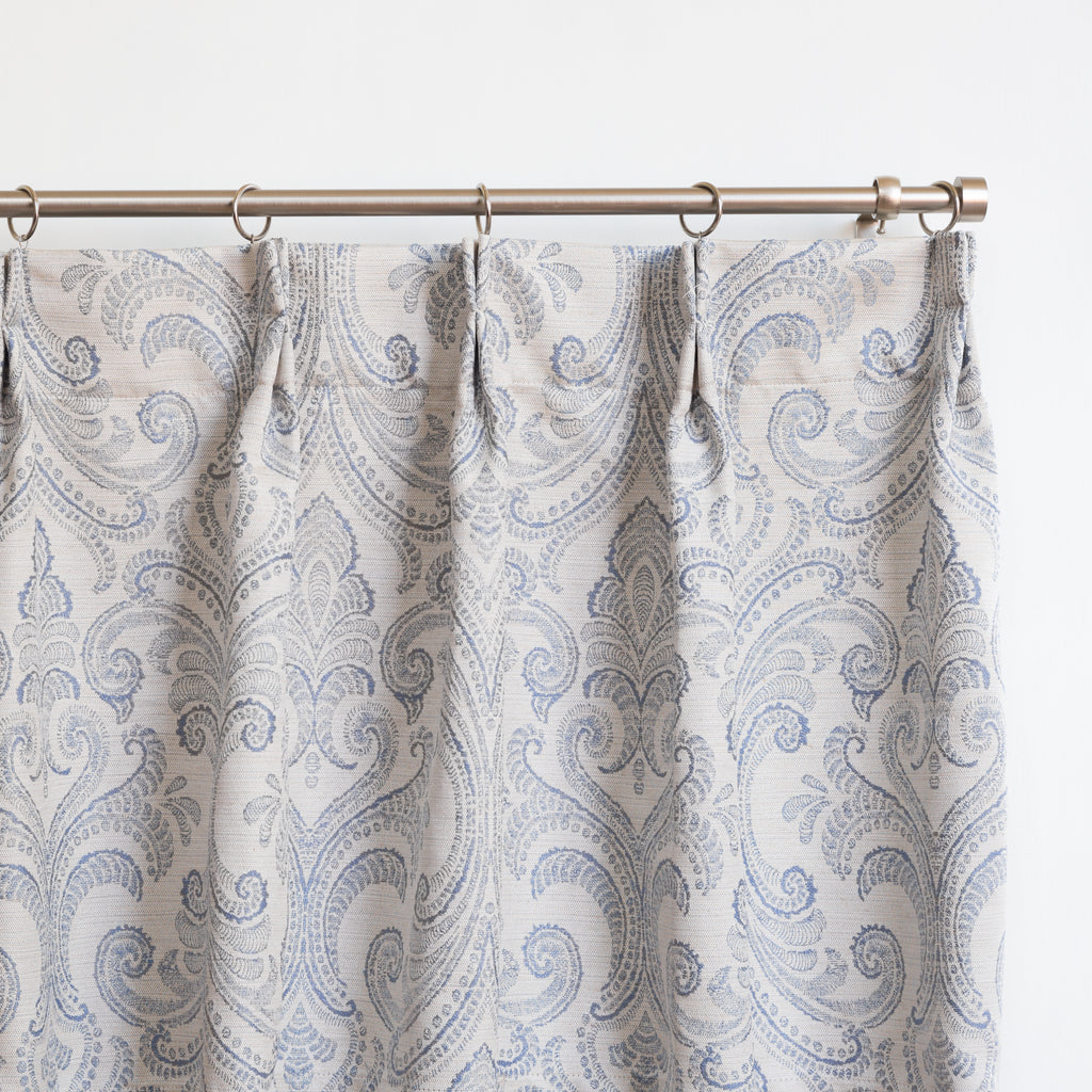 VALENCIA - Linen Blend Floral Embroidered Curtains - Tropical Blue -extra long curtains - drapery - Loft Curtains