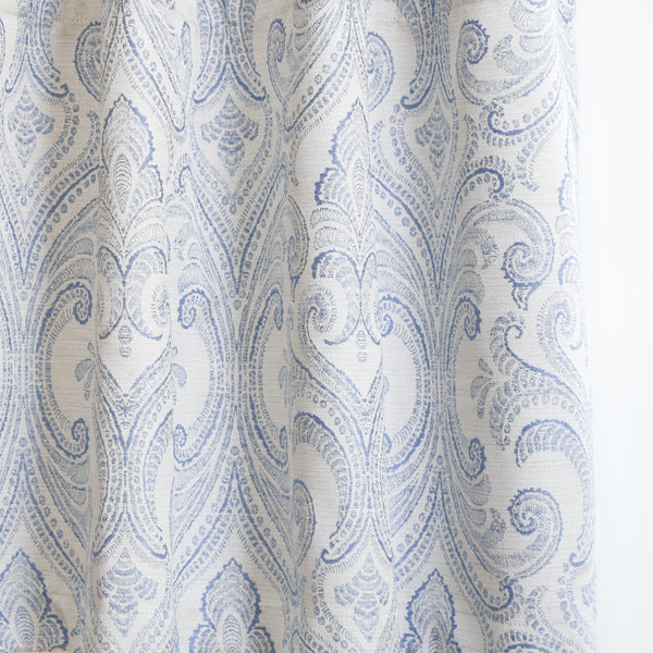 VALENCIA - Linen Blend Floral Embroidered Curtains - Tropical Blue -extra long curtains - drapery - Loft Curtains