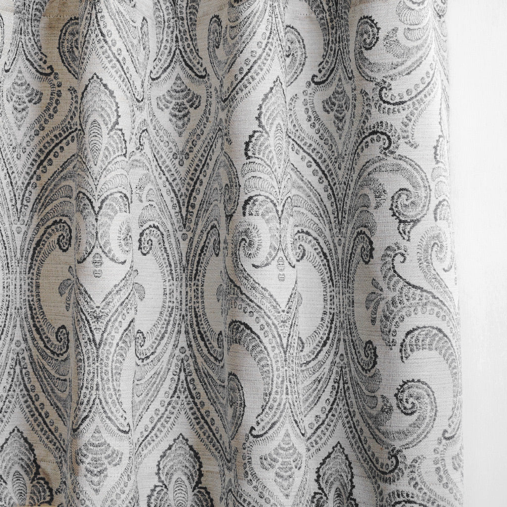 VALENCIA - Linen Blend Floral Embroidered Curtains - Contrast Gray -extra long curtains - drapery - Loft Curtains